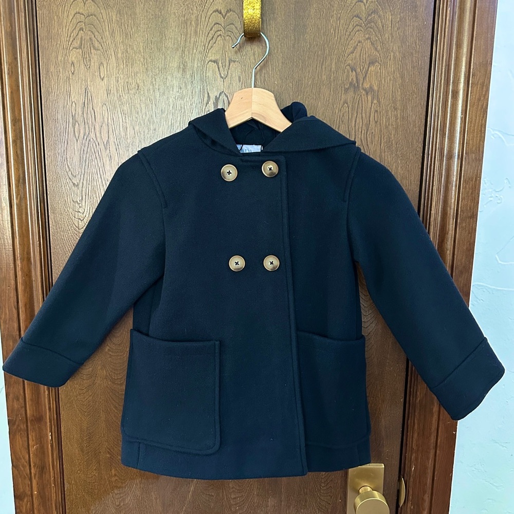ZARA New Without Tag Hooded Navy Peacoat